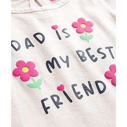 Babyhug Cotton Knit Half Sleeves T-Shirt Text Print - Cream