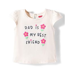 Babyhug Cotton Knit Half Sleeves T-Shirt Text Print - Cream