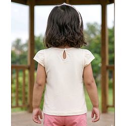 Babyhug Cotton Knit Half Sleeves T-Shirt Text Print - Cream