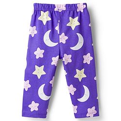 Babyhug 100% Cotton Knit Full Sleeves Moon & Star Printed Pyjama Night Suit Pack Of 2 - Pink & Purple