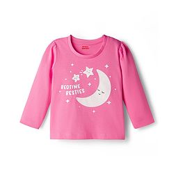 Babyhug 100% Cotton Knit Full Sleeves Moon & Star Printed Pyjama Night Suit Pack Of 2 - Pink & Purple