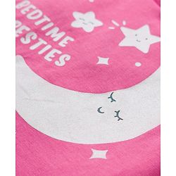 Babyhug 100% Cotton Knit Full Sleeves Moon & Star Printed Pyjama Night Suit Pack Of 2 - Pink & Purple