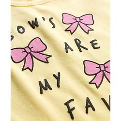 Babyhug Cotton Knit Cap Sleeves T-Shirt with Bow & Text Print - Peach
