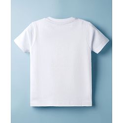 Babyhug 100% Cotton Knit Half Sleeves T-Shirt With Super Star Text Print - White