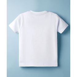 Babyhug 100% Cotton Knit Half Sleeves T-Shirt With Super Star Text Print - White