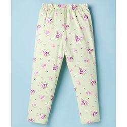 Babyhug Cotton Knit Half Sleeves Top & Pyjama Co-ord Night Suit With Floral Print - Light Green