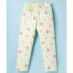 Babyhug Cotton Knit Half Sleeves Top & Pyjama Co-ord Night Suit With Floral Print - Light Green