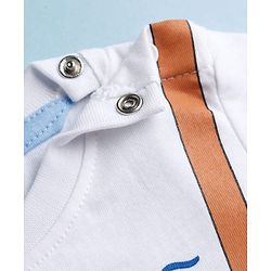 Babyhug Cotton Knit Half Sleeves T-Shirt with Beach Theme Print - White