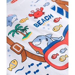 Babyhug Cotton Knit Half Sleeves T-Shirt with Beach Theme Print - White