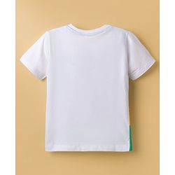 Babyhug Cotton Knit Half Sleeves T-Shirt with Adventure Print - White