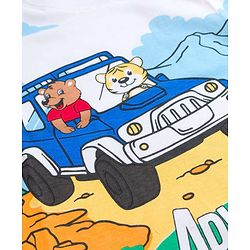 Babyhug Cotton Knit Half Sleeves T-Shirt with Adventure Print - White