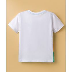 Babyhug Cotton Knit Half Sleeves T-Shirt with Adventure Print - White