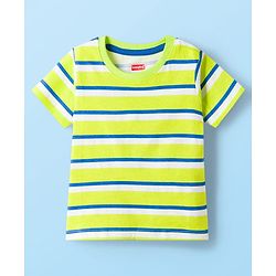 Babyhug 100% Cotton Knit Half Sleeves T-Shirts With Stripes & Beach Theme Printed Pack Of 3 - Multicolour