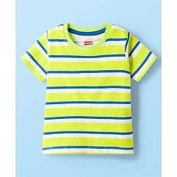 Babyhug 100% Cotton Knit Half Sleeves T-Shirts With Stripes & Beach Theme Printed Pack Of 3 - Multicolour