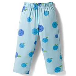 Babyhug Cotton Knit Full Sleeves Shirt & Pyjama Co-ord Night Suit With Fruit Print - Light Blue