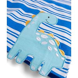 Babyhug Cotton Knit Half Sleeves Striped T-Shirt With Dino Patch - Multicolor