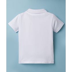 Babyhug 100% Cotton Knit Half Sleeves Polo T-Shirt with Jungle Theme Print - White