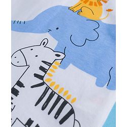 Babyhug 100% Cotton Knit Half Sleeves Polo T-Shirt with Jungle Theme Print - White