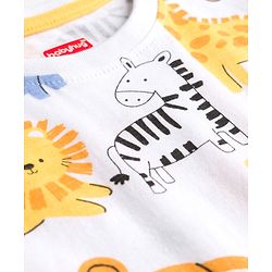 Babyhug 100% Cotton Knit Half Sleeves Animal Printed T-Shirt - Multicolour