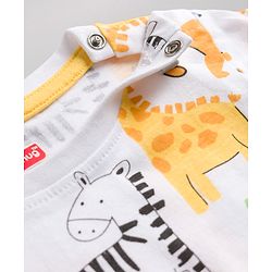 Babyhug 100% Cotton Knit Half Sleeves Animal Printed T-Shirt - Multicolour