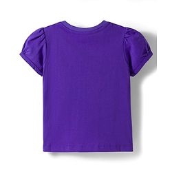 Babyhug Cotton Knit Half Puffed Sleeves T-Shirt & Pajama Night Suit with Floral Print - Purple