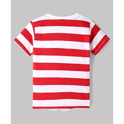 Babyhug Cotton Knit Half Sleeves T-Shirt With Teddy Bear Patch - Multicolor