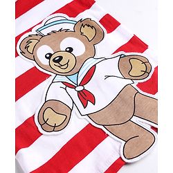 Babyhug Cotton Knit Half Sleeves T-Shirt With Teddy Bear Patch - Multicolor