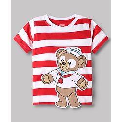 Babyhug Cotton Knit Half Sleeves T-Shirt With Teddy Bear Patch - Multicolor