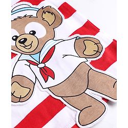 Babyhug Cotton Knit Half Sleeves T-Shirt With Teddy Bear Patch - Multicolor