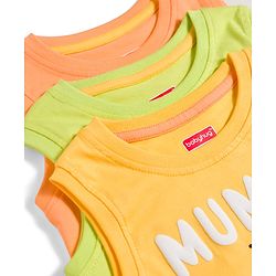 Babyhug Cotton Knit Sleeveless Tank T-Shirt With Text Print Pack of 3 - Multicolor