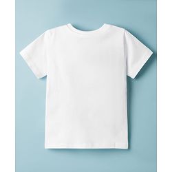 Babyhug Cotton Knit Half Sleeves T-Shirt with Safari Theme Print - White