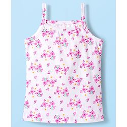 Babyhug 100% Cotton Knit Sleeveless Floral, Bunny & Polka Dots Printed Slips Pack of 3 - White, Yellow & Pink