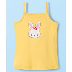 Babyhug 100% Cotton Knit Sleeveless Floral, Bunny & Polka Dots Printed Slips Pack of 3 - White, Yellow & Pink