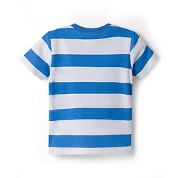 Babyhug Cotton Knit Half Sleeves Striped T-Shirt With Beach Theme Print - Multicolor