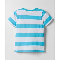 Babyhug Cotton Knit Half Sleeves Striped T-Shirt With Beach Theme Print - Multicolor