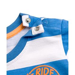 Babyhug Cotton Knit Half Sleeves Striped T-Shirt With Beach Theme Print - Multicolor