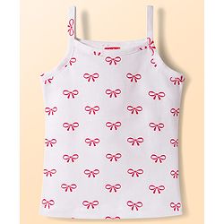 Babyhug 100% Cotton Knit Sleeveless Slips with Bow Print Pack of 3 - Navy Blue Dark Pink & White