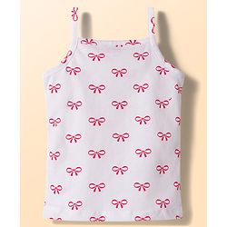Babyhug 100% Cotton Knit Sleeveless Slips with Bow Print Pack of 3 - Navy Blue Dark Pink & White