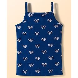 Babyhug 100% Cotton Knit Sleeveless Slips with Bow Print Pack of 3 - Navy Blue Dark Pink & White