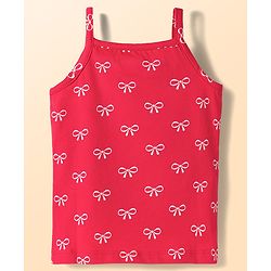 Babyhug 100% Cotton Knit Sleeveless Slips with Bow Print Pack of 3 - Navy Blue Dark Pink & White