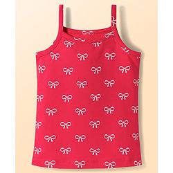 Babyhug 100% Cotton Knit Sleeveless Slips with Bow Print Pack of 3 - Navy Blue Dark Pink & White