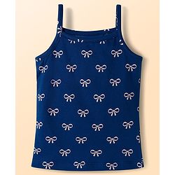 Babyhug 100% Cotton Knit Sleeveless Slips with Bow Print Pack of 3 - Navy Blue Dark Pink & White
