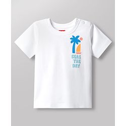 Babyhug Cotton Knit Half Sleeves T-Shirt with Front & Back  Beach Theme Print - White