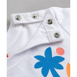Babyhug Cotton Knit Half Sleeves T-Shirt with Front & Back  Beach Theme Print - White