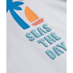 Babyhug Cotton Knit Half Sleeves T-Shirt with Front & Back  Beach Theme Print - White