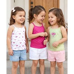 Babyhug 100% Cotton Knit Sleeveless Slips with Heart & Floral Print Pack of 3 -Pink & White