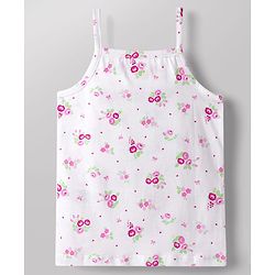 Babyhug 100% Cotton Knit Sleeveless Slips with Heart & Floral Print Pack of 3 -Pink & White
