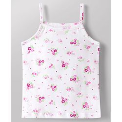 Babyhug 100% Cotton Knit Sleeveless Slips with Heart & Floral Print Pack of 3 -Pink & White