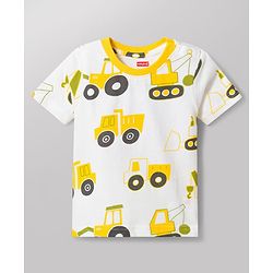 Babyhug 100% Cotton Knit Half Sleeves Co-Ords T-Shirt & Shorts Night Suit with Vehicle Print Pack of 2 - Green & White