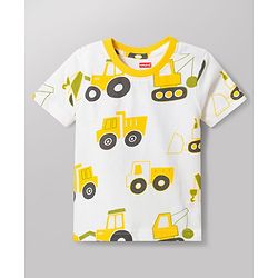 Babyhug 100% Cotton Knit Half Sleeves Co-Ords T-Shirt & Shorts Night Suit with Vehicle Print Pack of 2 - Green & White